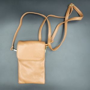 Minicat Roomy Pockets Small Cognac Brown Crossbody Cell Phone Purse/wallet